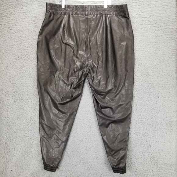Spanx Pants Womens 3X Black Faux Leather Look High Rise Shaping Pocket Jogger - Picture 7 of 14